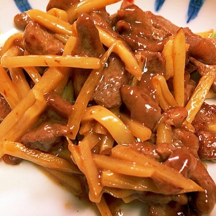 安い肉でも美味しく！筍と牛肉のｿｰｽ炒め